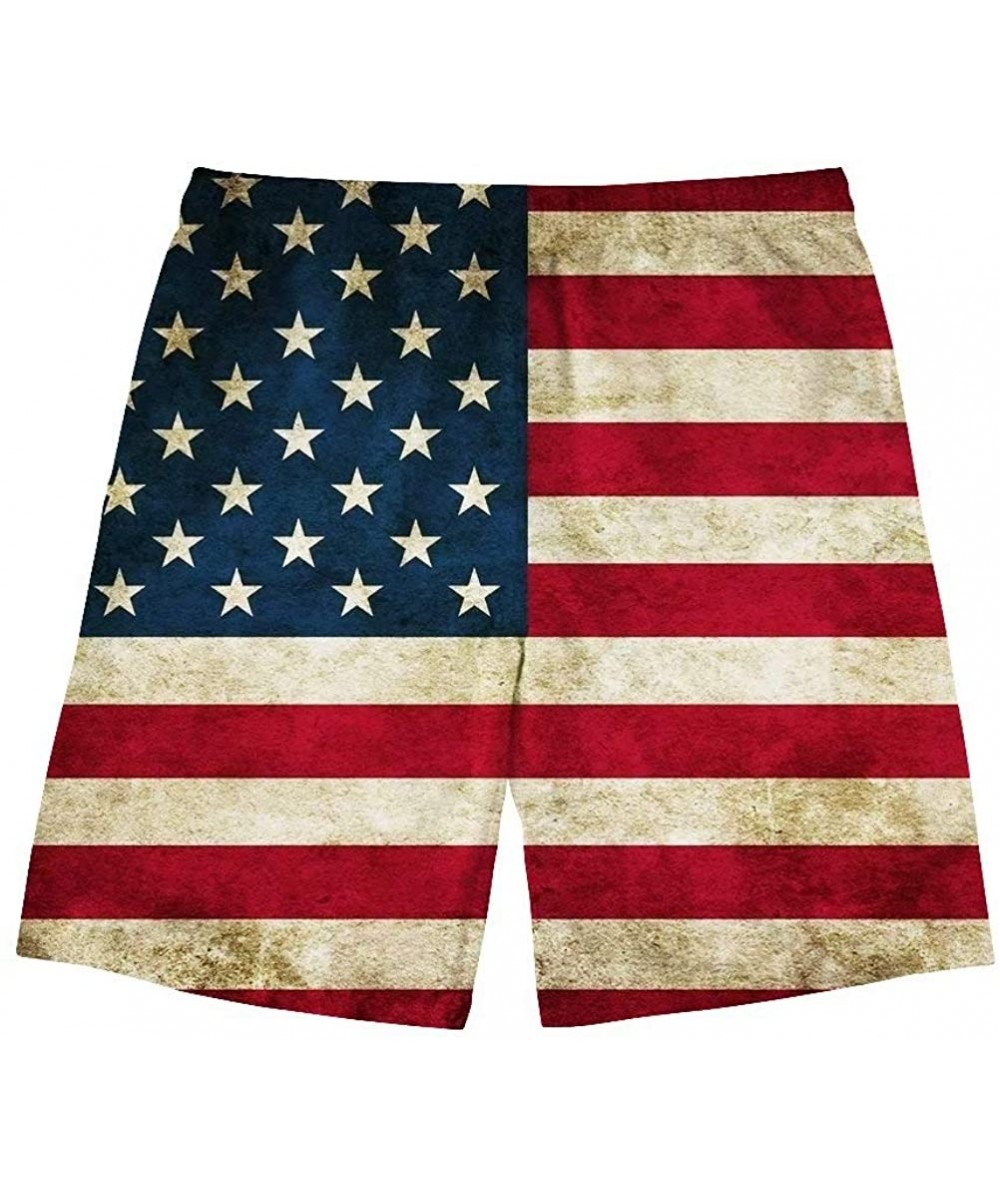 Board Shorts Men's Camouflage Printing Quick Dry Beach Board Shorts Swim Trunks - Usa Flag - CG18OWLS03K