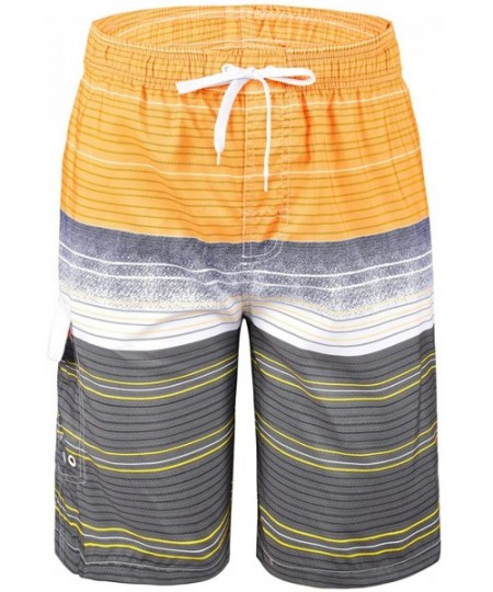 Trunks Men's Surf Quick Dry Swim Trunks with Drawsting - Striped Yellow(one Pocket) - C6182LL0Q4O