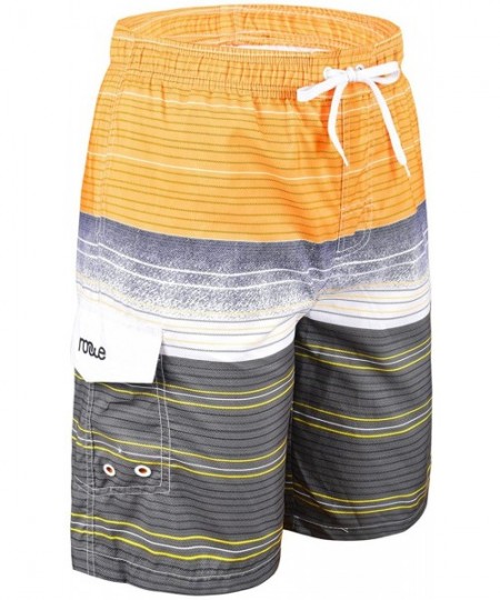 Trunks Men's Surf Quick Dry Swim Trunks with Drawsting - Striped Yellow(one Pocket) - C6182LL0Q4O