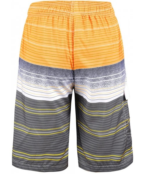 Trunks Men's Surf Quick Dry Swim Trunks with Drawsting - Striped Yellow(one Pocket) - C6182LL0Q4O