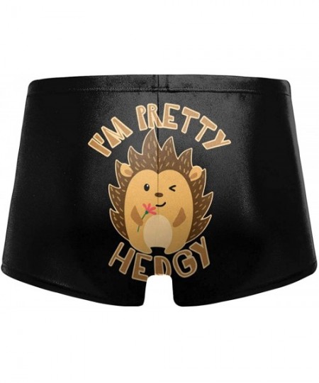 Racing Funny Llama Alpaca Men's Quick Dry Swimsuit Boxer Trunks Square Cut Bathing Suits - I'm Pretty Hedgy - CF196EE4GMK