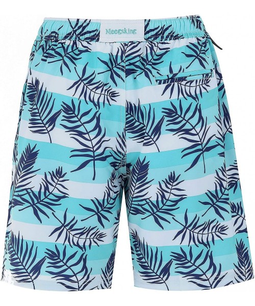 Board Shorts Men's Quick Dry Swim Trunks Elastic Waistband Printed Beach Board Shorts Bathing Suits with Mesh Lining - Cyan &...