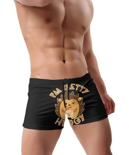 Racing Funny Llama Alpaca Men's Quick Dry Swimsuit Boxer Trunks Square Cut Bathing Suits - I'm Pretty Hedgy - CF196EE4GMK