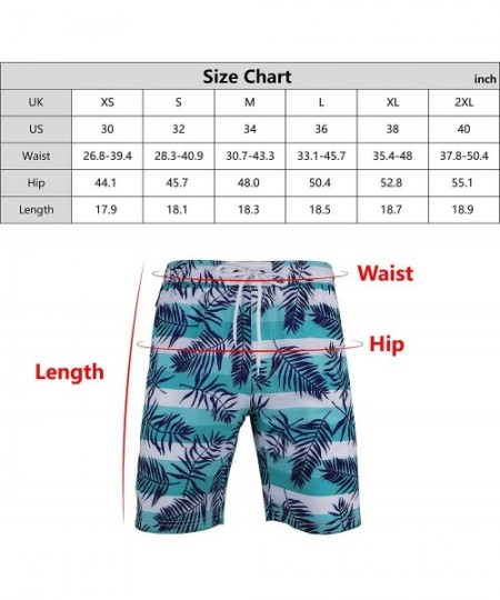 Board Shorts Men's Quick Dry Swim Trunks Elastic Waistband Printed Beach Board Shorts Bathing Suits with Mesh Lining - Cyan &...