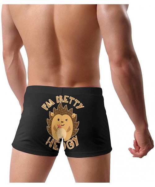 Racing Funny Llama Alpaca Men's Quick Dry Swimsuit Boxer Trunks Square Cut Bathing Suits - I'm Pretty Hedgy - CF196EE4GMK