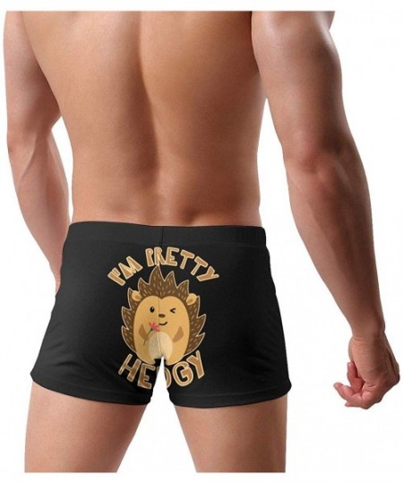 Racing Funny Llama Alpaca Men's Quick Dry Swimsuit Boxer Trunks Square Cut Bathing Suits - I'm Pretty Hedgy - CF196EE4GMK