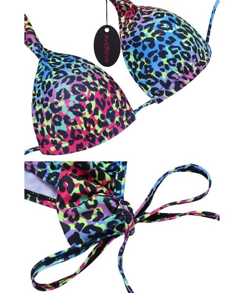 Sets Women's Sexy Halter Bikini Sets Leopard Swimwear Tie Side Bottom Swimsuit - Multicoloured - CS17YIZ6CT2