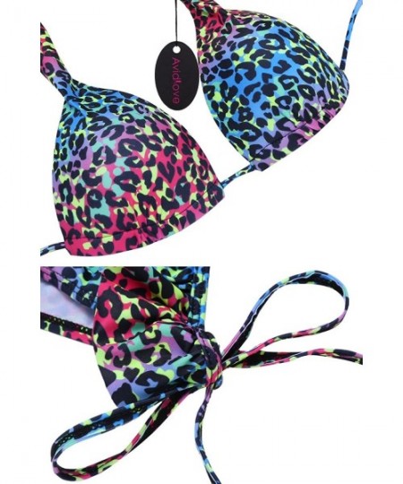 Sets Women's Sexy Halter Bikini Sets Leopard Swimwear Tie Side Bottom Swimsuit - Multicoloured - CS17YIZ6CT2