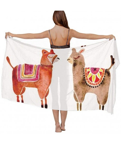 Cover-Ups Women Chiffon Scarf Summer Beach Wrap Skirt Swimwear Bikini Cover-up - Alpacas Art Print - CP190HKMS5L