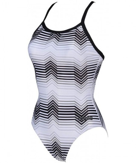 Racing Womens Multicolor Stripes Light Drop Back One Piece Swimsuit - Black/Grey - CQ18XLQ0R7G