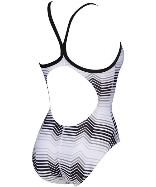 Racing Womens Multicolor Stripes Light Drop Back One Piece Swimsuit - Black/Grey - CQ18XLQ0R7G