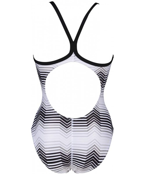 Racing Womens Multicolor Stripes Light Drop Back One Piece Swimsuit - Black/Grey - CQ18XLQ0R7G