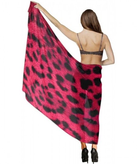 Cover-Ups Women Chiffon Scarf Sunscreen Shawl Wrap Swimsuit Cover Up Beach Sarongs - Cheetah Pink Leopard Print - C919C6NC9S0