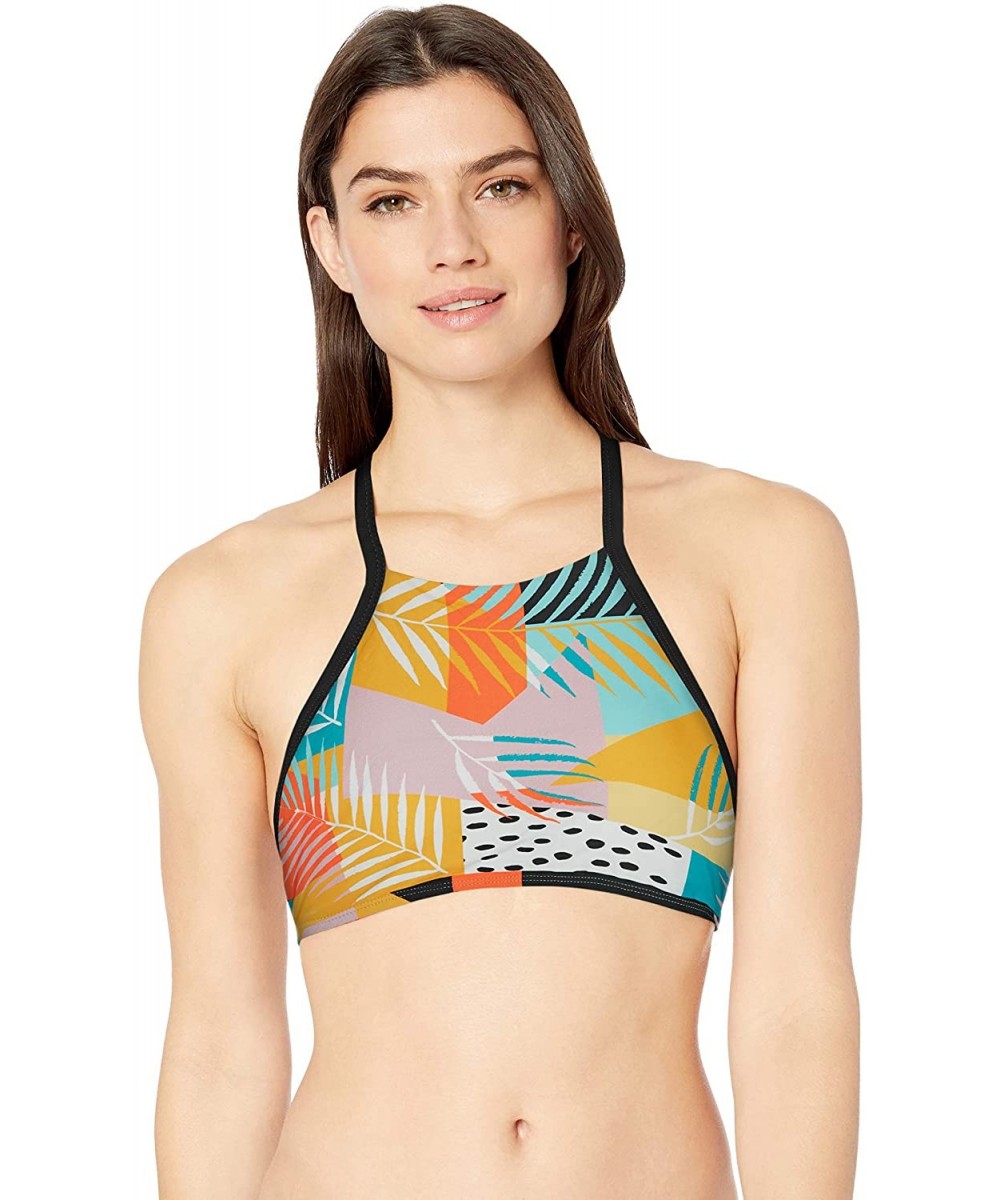 Sets Women's Luna Strappy Back High Neck Crop Bikini Top Swimsuit - Five Print - CE18HW29IWE