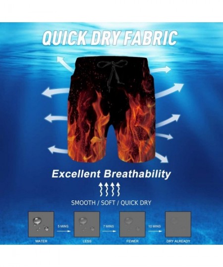 Board Shorts Mens 3D Swim Trunks Quick Dry Summer Underwear Surf Beach Shorts Elastic Waist with Pocket Drawstring - J-fire -...