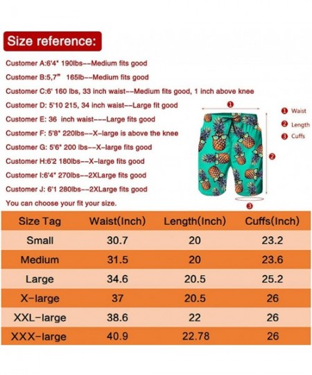 Board Shorts Mens 3D Swim Trunks Quick Dry Summer Underwear Surf Beach Shorts Elastic Waist with Pocket Drawstring - J-fire -...