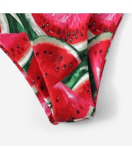 Sets Womens Sexy Bandeau Bikini Set Watermelon Printed Swimwear Push Up Pad Bathing Suit Beachwear Swimsuit Red Watermelon - ...