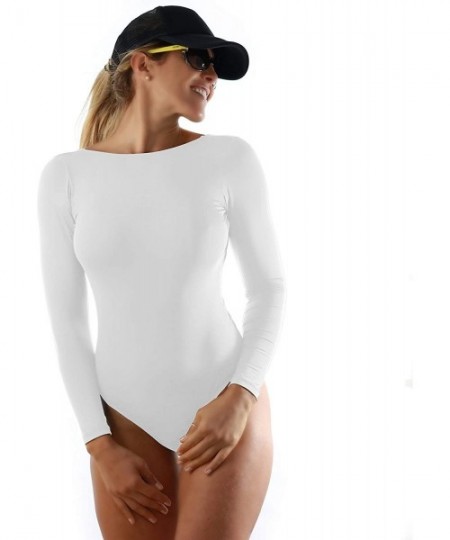 One-Pieces Women's Sexy Long Sleeve Swimwear One Piece UV Protection Swimwear Bathing Suits Made in Brazil - White - C0180ZZ2UZM