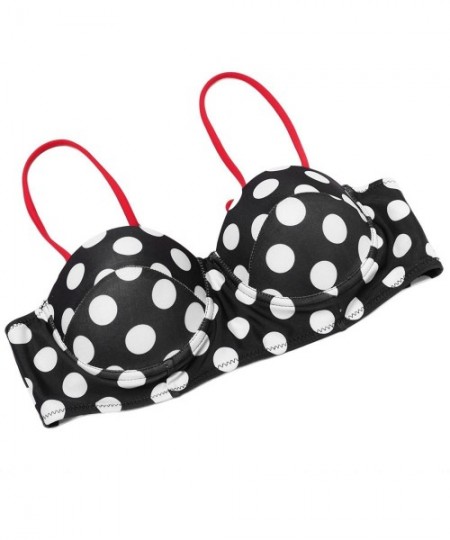 Sets Vintage Retro Bikini High Waist Women Push Up Separate Swimwear - Black White Dots - C918C0YR329