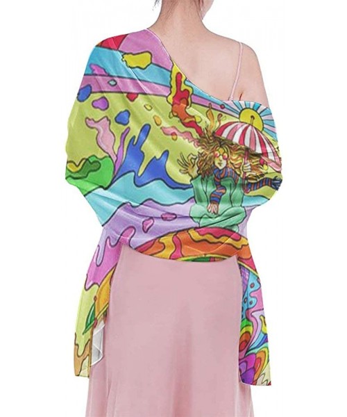 Cover-Ups Women Chiffon Sarong Beach Bikini Cover Up Wedding Party Shawls Wraps - Happy Camper Trippy Acid Cartoon - CT190HIQY68