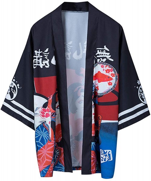 Cover-Ups Women's Loose fit Japanese Shawl Kimono Cover up Cardigan OneSize US S-XL - Style 27 - CL1999EOMHL