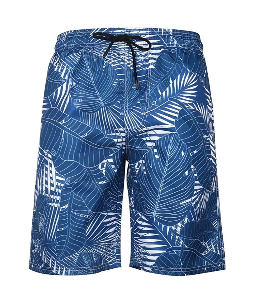 Board Shorts Men's Swim Trunks Quick Dry Swimming Suit Sport Wear Pants Board Shorts - Blue Tropical - C418Y6OZ7L7