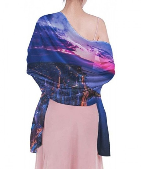 Cover-Ups Women Chiffon Scarf Shawl Wrap Sunscreen Beach Swimsuit Bikini Cover Up - Usa Chicago Skyline Night View - C2190HK45X4