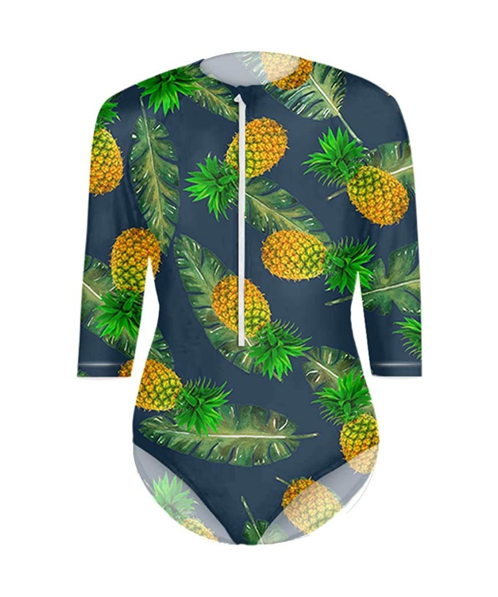 Rash Guards Women's Zip Front Rash Guard Long Sleeve UV Protection Crystal Print Swimsuit Fashion One Piece Surf Bathing Suit...