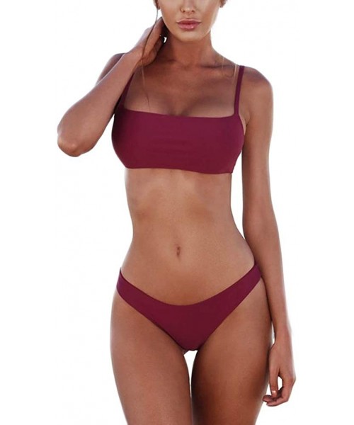 Sets Bikini Set Swimsuits for Women Low Waisted Two Piece Swimwear with Brazilian Push up Top Cheeky Bottom Bathing Suits - W...