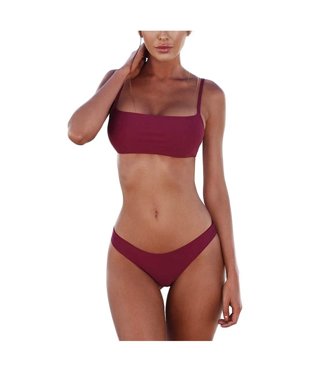 Sets Bikini Set Swimsuits for Women Low Waisted Two Piece Swimwear with Brazilian Push up Top Cheeky Bottom Bathing Suits - W...