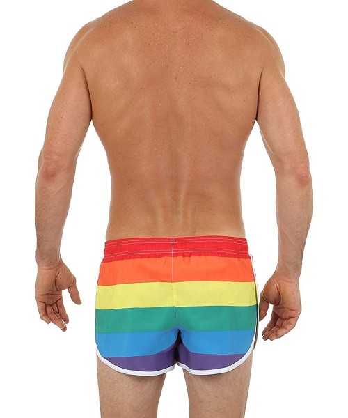 Trunks Men's Basic Running Shorts Swimwear Trunks - Rainbow - C511VXW933L