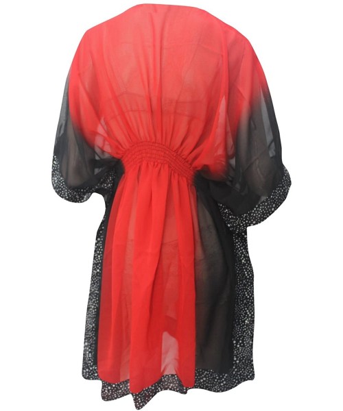 Cover-Ups Women's Plus Size Caftan Bikini Swimwear Cover Ups Dress Short Mini B - Spooky Red_e266 - CB11FEL0NJZ