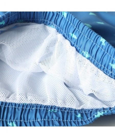 Board Shorts Mens Swim Trunks Quick Dry Shorts with Mesh Lining Swimwear Bathing Suits Trunks with Pockets Board Shorts - Nav...