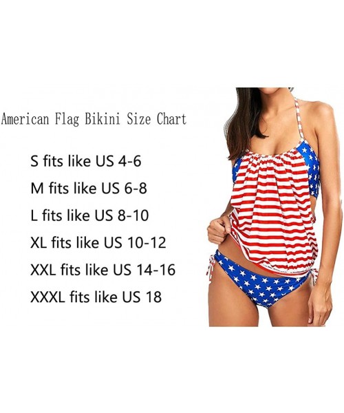 Sets American Flag Bikini-Womens American USA Flag Stripes Tankini Swimsuits Push up Padded Two Piece Bikini Bathing Suit - N...