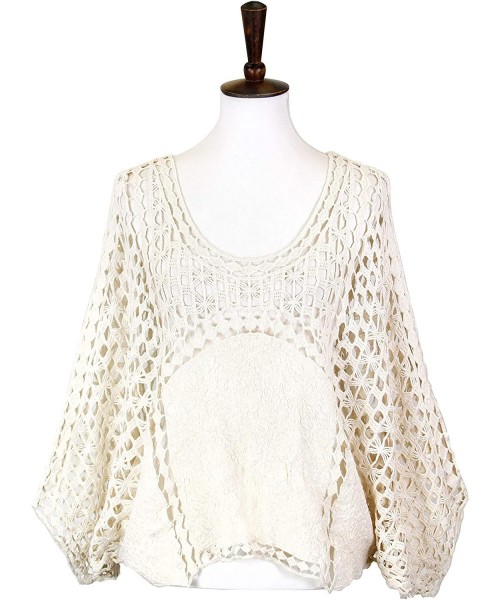 Cover-Ups Women Fashion Summer Sheer Lace Crochet Beach Cover Up Kimono Long Midi Short - Lace Crochet Fishnet - 3 - CB194YO8706