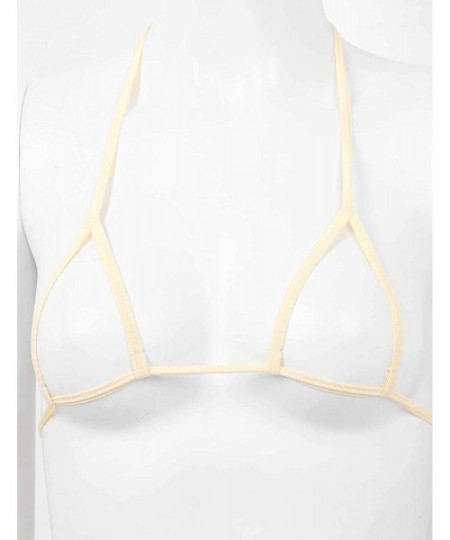 Sets Woman's Hollow Out Halter Neck Bra Top G-String Thong Two Pice Micro Bikini Swimsuit Bathing Suit - Nude - CK1992N4RLE