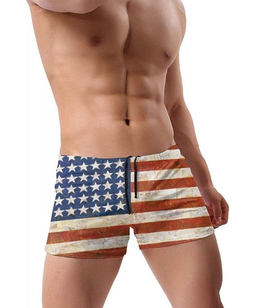 Briefs Men Boxer Swimwear-American Flag Square Leg Training Swimsuit Bikini Board ShortsUnderpants - American Flag7 - C4196EZ...