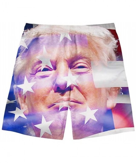 Trunks Mens Swim Trunks USA Flag Grunge Casual Athletic Swimming Short - Donald Trump American Flag - CT18QR7O2IS