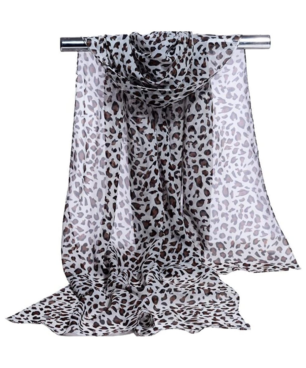 Cover-Ups Soft Silk Beach Chiffon Scarf Sunscreen Beach Long Towel Shawl Wrap - Printed Leopard 1 - CY18332TIMN