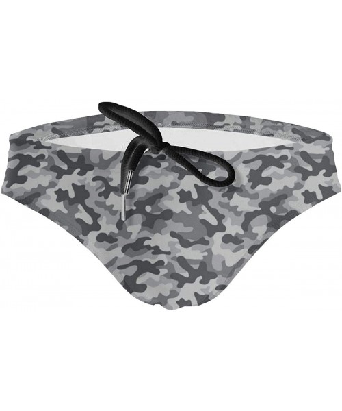 Briefs Camo Camouflage Men's Print Contour Pouch Greek Bikini Swimsuit - Black - C119E702DG9