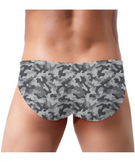 Briefs Camo Camouflage Men's Print Contour Pouch Greek Bikini Swimsuit - Black - C119E702DG9