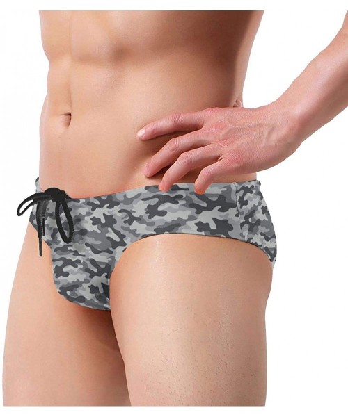 Briefs Camo Camouflage Men's Print Contour Pouch Greek Bikini Swimsuit - Black - C119E702DG9