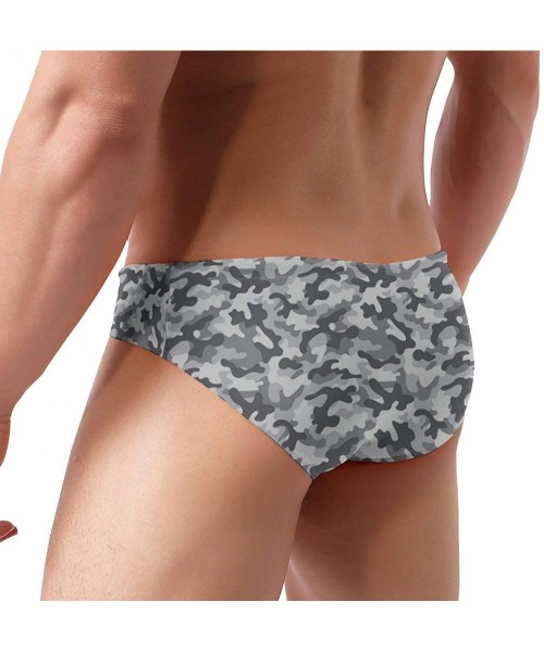 Briefs Camo Camouflage Men's Print Contour Pouch Greek Bikini Swimsuit - Black - C119E702DG9