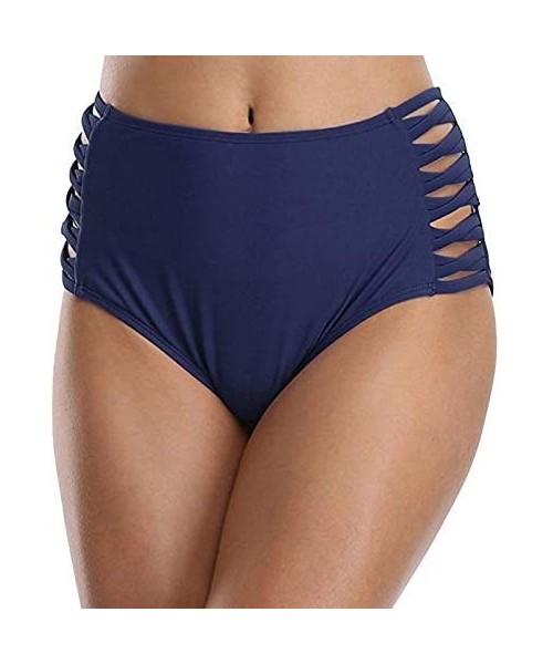 Tankinis Women Sexy High Waisted Swim Shorts Lace Strappy Sides Swim Bottom Swimwear Briefs - Strappy Blue - CZ19CQ6ZH9N