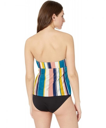 Tops Women's Twist Front Bandeau Tankini Top - Suntan Stripe - CU195LXIL7G