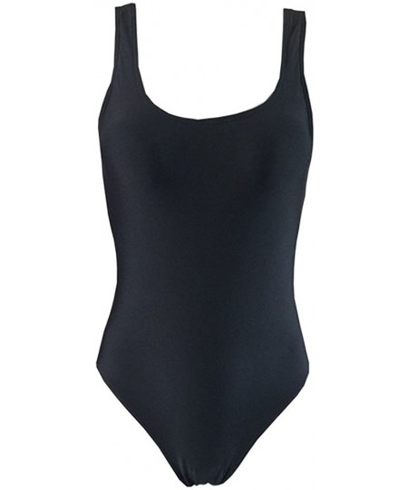 One-Pieces JFLYOU Women's Black One Piece Bathing Suit Ruched Tummy Control Swimsuit Monokini - Black - C518Q6OO7TR