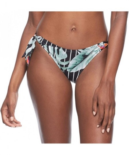 Tankinis Women's Sash Tie Side Med Bikini Bottom Swimwear - Tokelau Floral Print - C718Z06N6SZ