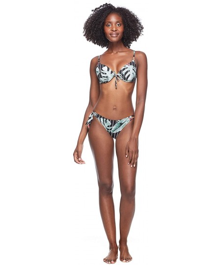 Tankinis Women's Sash Tie Side Med Bikini Bottom Swimwear - Tokelau Floral Print - C718Z06N6SZ