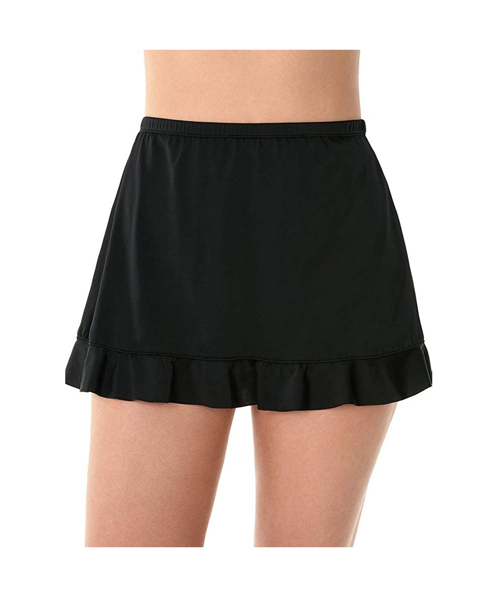 Bottoms Women's Swimwear Ruffle Hem Swim Skirt Bathing Suit Bottom - Black - C818S32DOM7