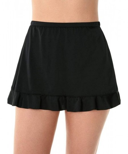 Bottoms Women's Swimwear Ruffle Hem Swim Skirt Bathing Suit Bottom - Black - C818S32DOM7